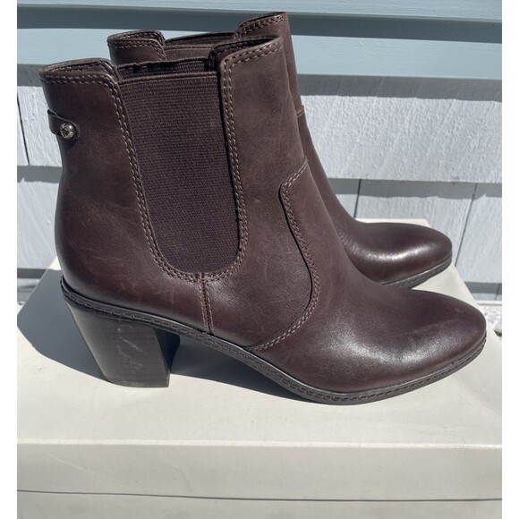 Anne Klein iFlex Akbunty Brown Leather Heel Chelsea Ankle Boots Womens Size 9M - Picture 1 of 7